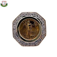 Men's Diamond Ring w/Tenth Ounce US $5 Gold Coin .57 CTW 14K Gold